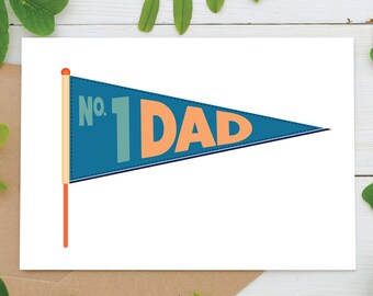 Two Sizes, Printable Card, Instant Download, Father&#39;s Day Card, Happy Father&#39;s Day, Happy Dad&#39;s Day, No 1 Dad, Number 1 Dad, Best Dad Card
