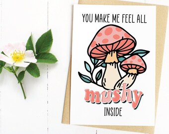 Two Sizes, Printable Card, Instant Download, Valentine's Card, Punny, Mushroom, Groovy, Retro, Card for Her, Card for Him, Card for Them