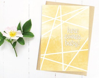 Here Comes Baby, Baby Shower Card, New Baby Card, Print at Home, Digital Download, It's a Boy, It's a Girl, Gender Neutral, New Mom, New Dad