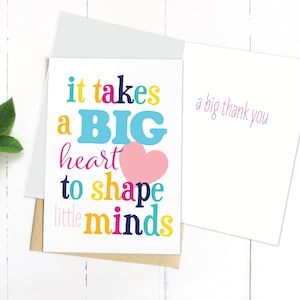 Two Sizes, Teacher Thank You Card, Printable Card, Instant Download, Teacher Card, Teacher Appreciation, Shape Little Minds, Teacher Gift