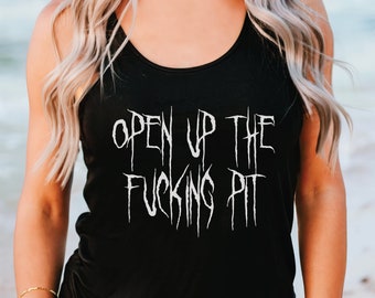 Open Up the Pit, Women&#39;s Ideal Racerback Tank Top, Emo, Punk, UpLateGraphics, Metal, Music, Screamo, Heavy Rock, Concert Shirt