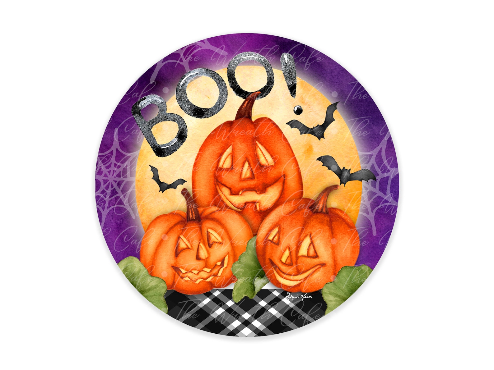 Round Halloween Wreath Sign Cute Pumpkin Sign For Halloween & | Etsy