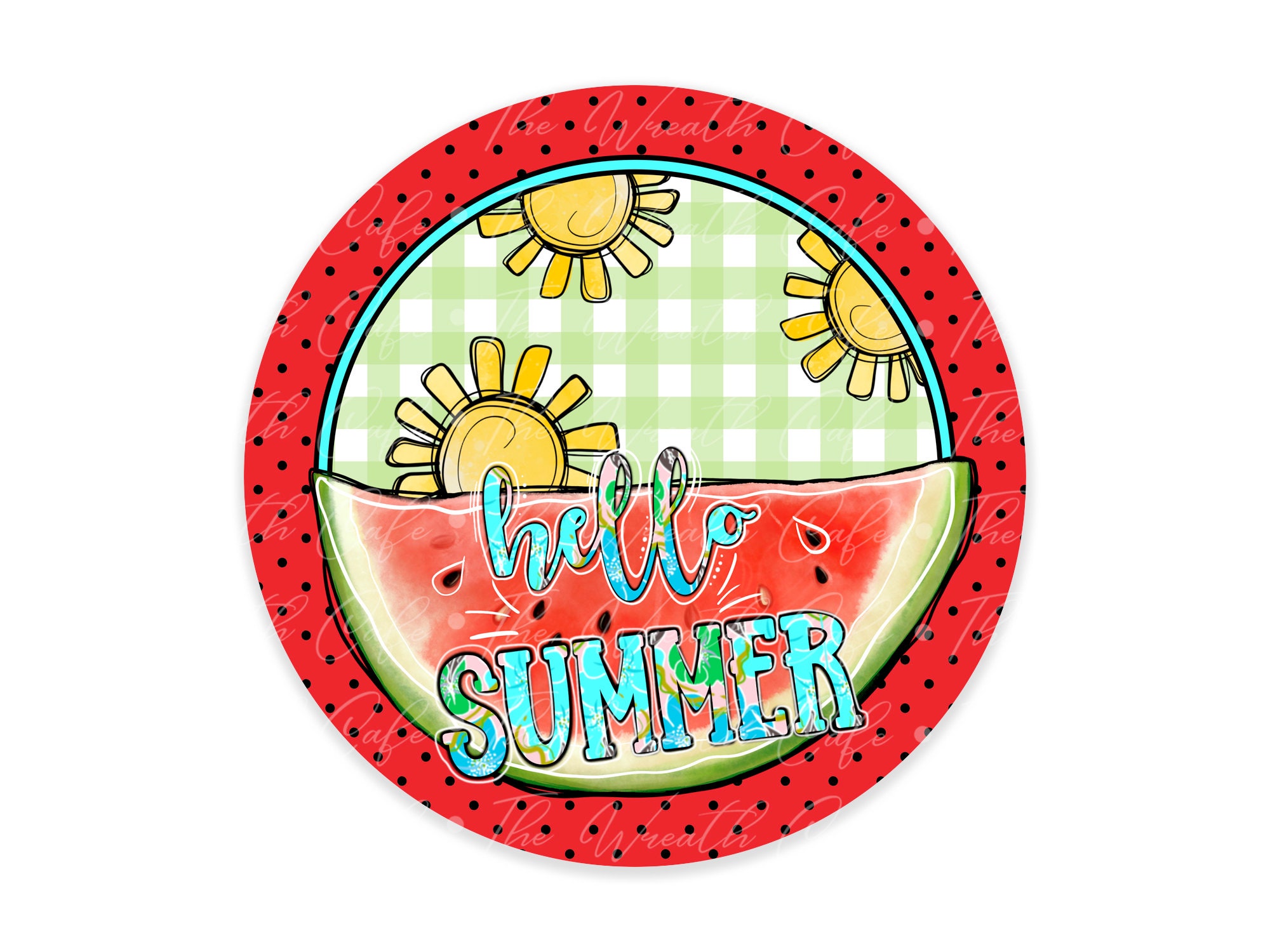 Hello Summer Watermelon Wreath Sign Watermelon Patio | Etsy