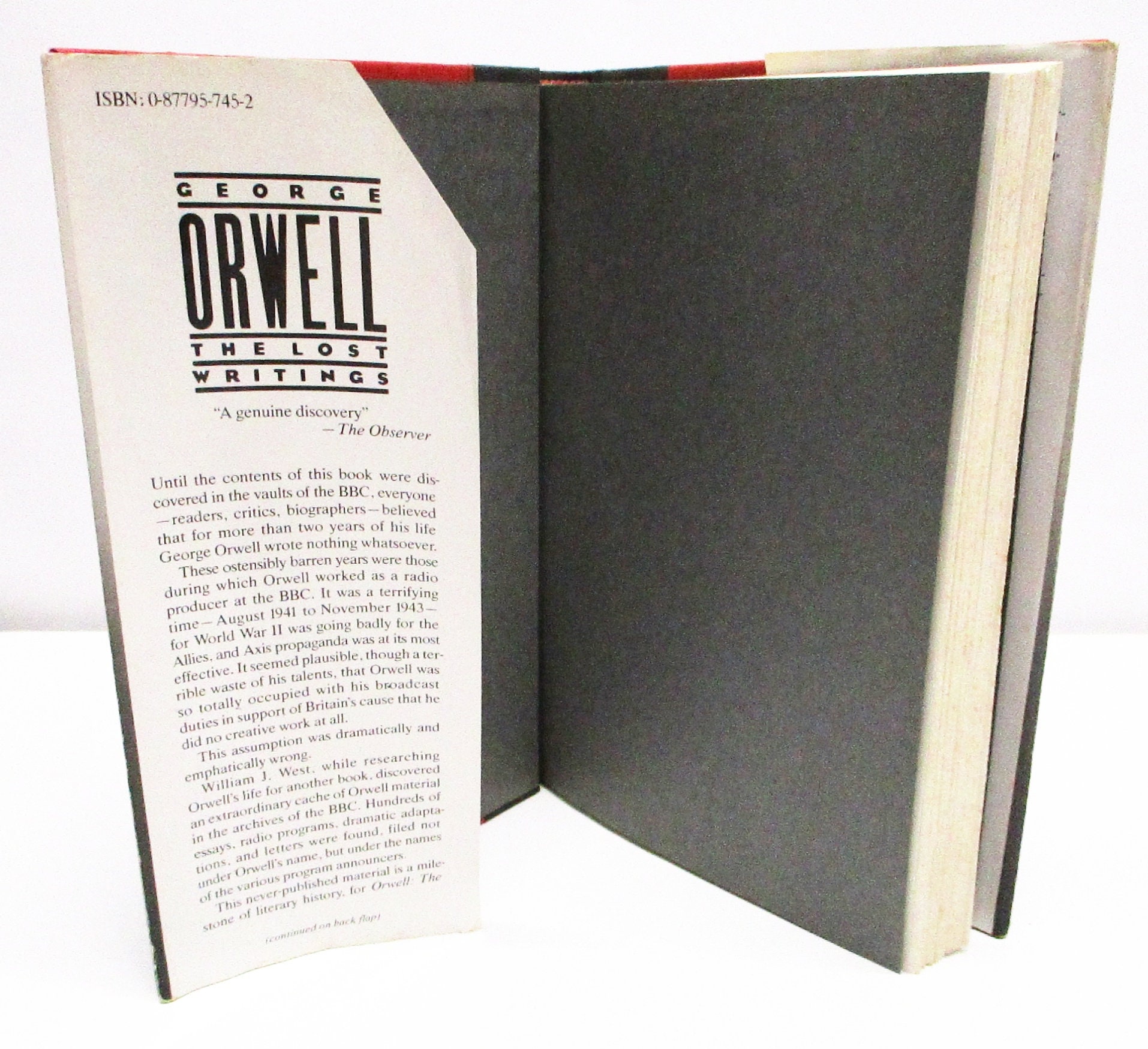 George Orwell the Lost Writings HCDJ First Edition / First