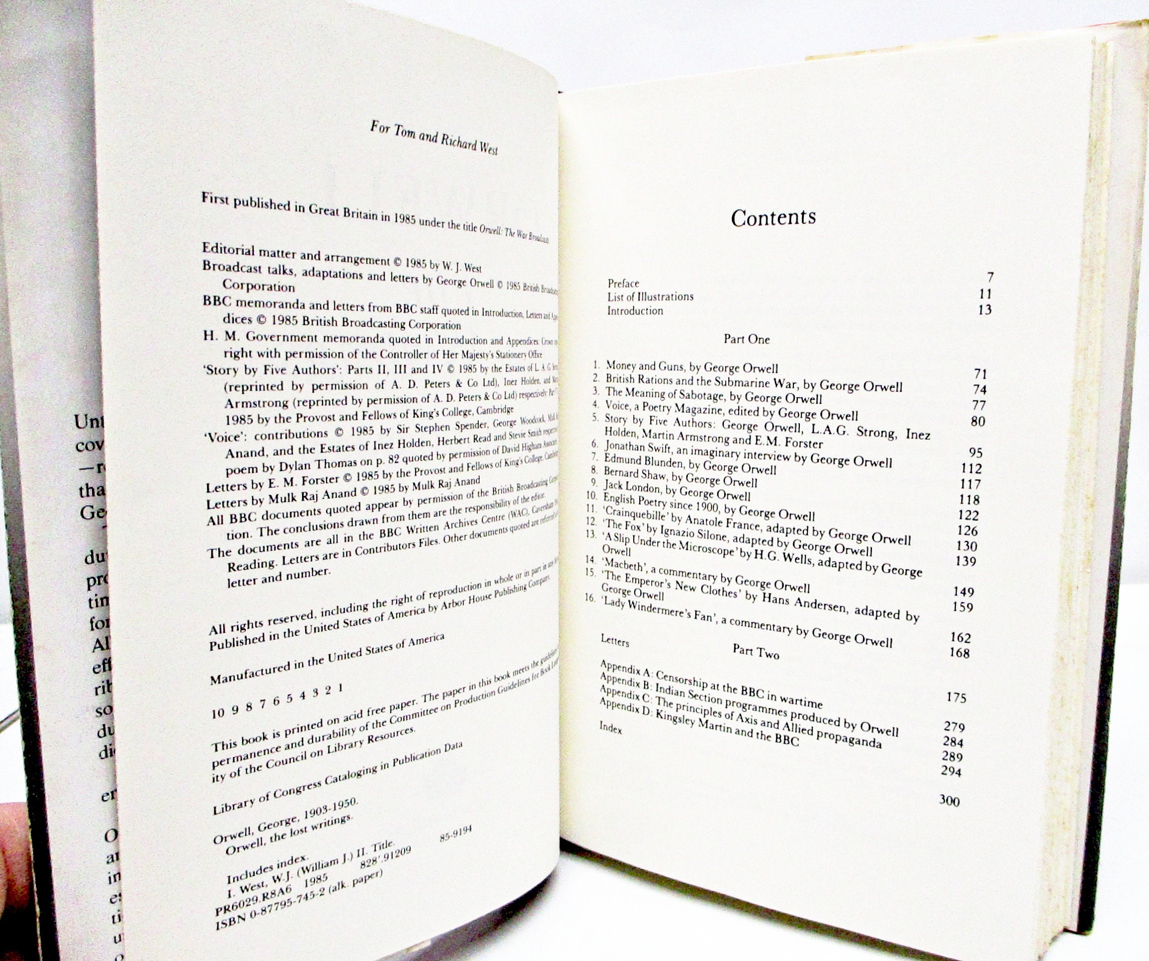 George Orwell the Lost Writings HCDJ First Edition / First