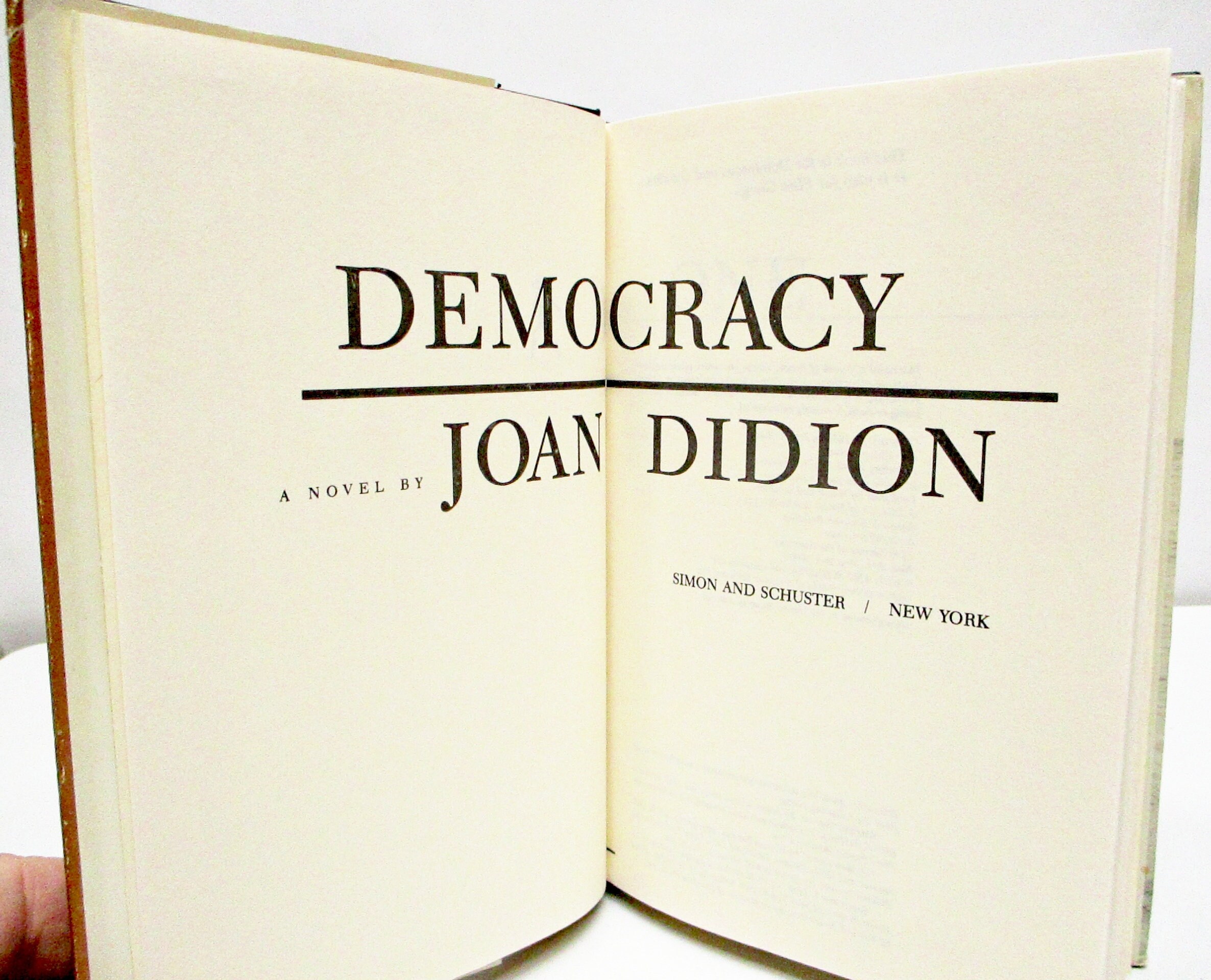 Democracy by Joan Didion Hardcover W/ Dust Jacket Book Club