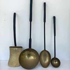 Vintage Brass and Wrought Iron Kitchen Cooking Utensil Set With Patina ...
