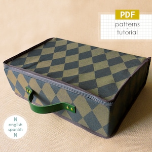 Fabric suitcase. PDF PATTERNS + tutorial (INSTANT download). English and Spanish texts.