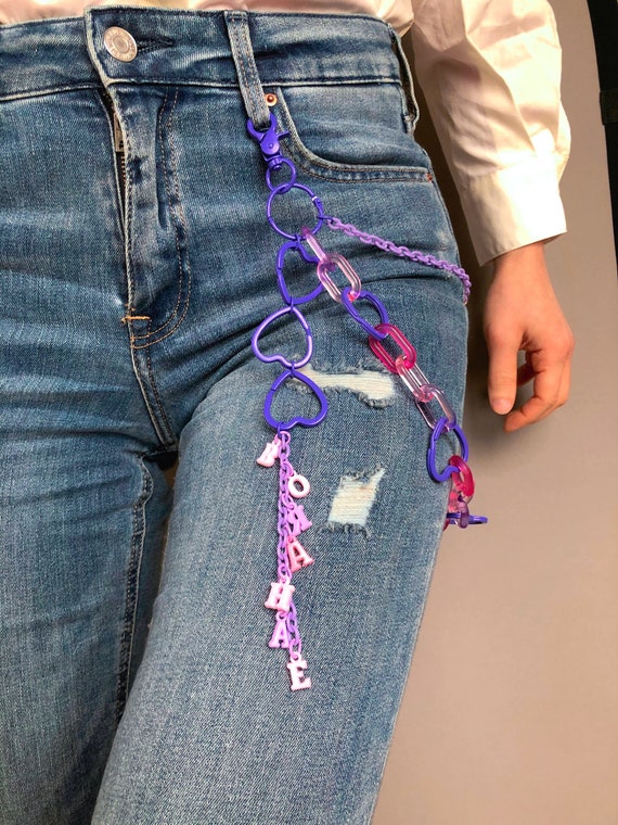 Jean Jewelry, Chains for Jeans or Anything With Belt Loops. With Purple  Faceted Crystals -  Israel