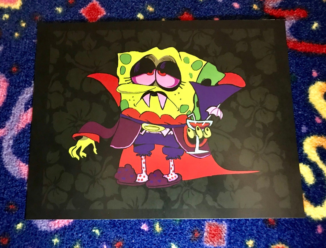 VAMPIRE SPONGEBOB Original Artist Print Etsy