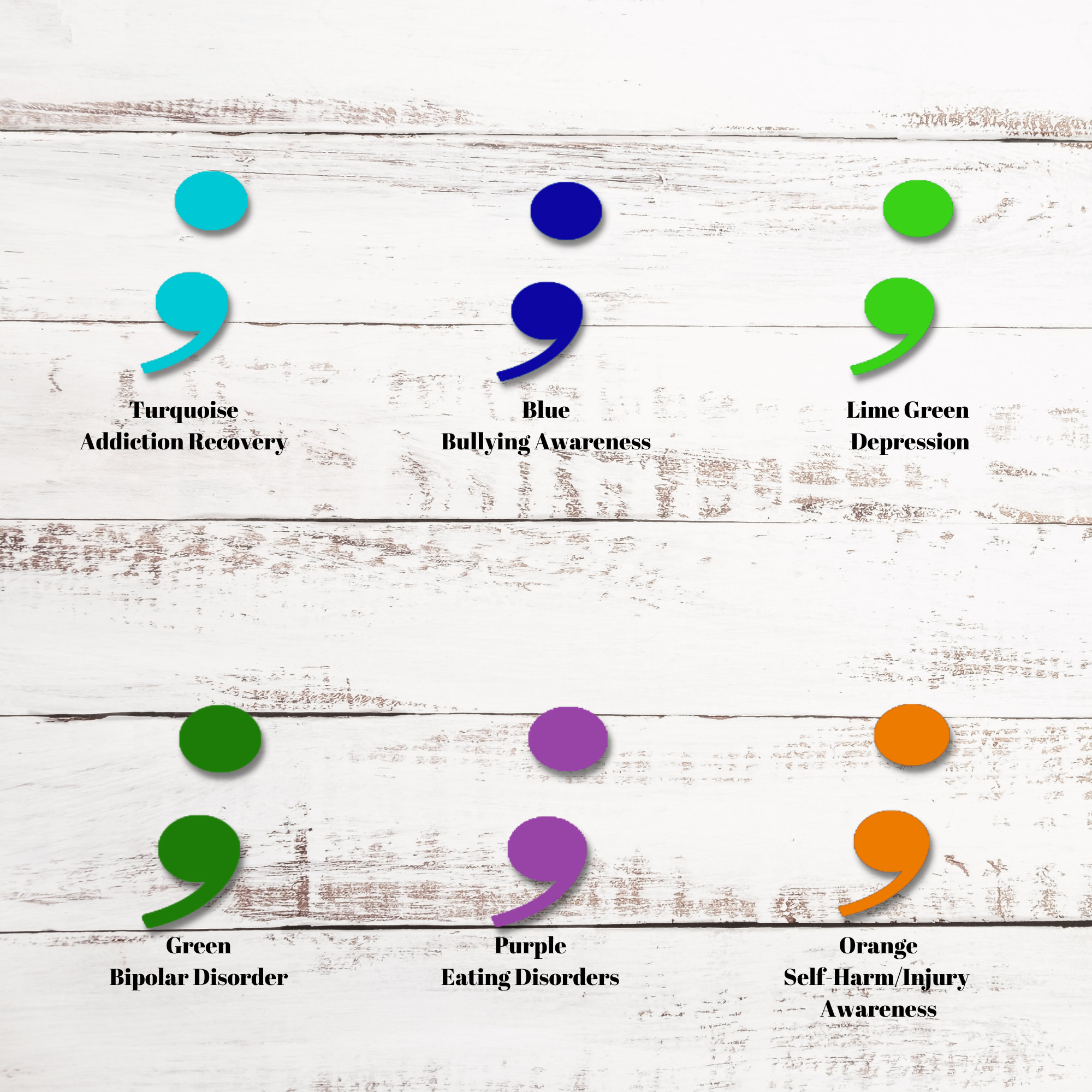 Project Semicolon Mental Health Awareness Colors Decals Etsy
