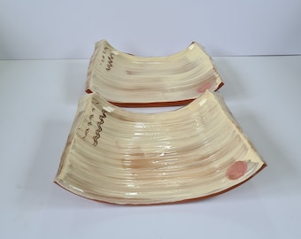 handmade ceramic sushi plate slabs,  handcrafted by potters wheel sushi plates, Original Entree plates for sushi
