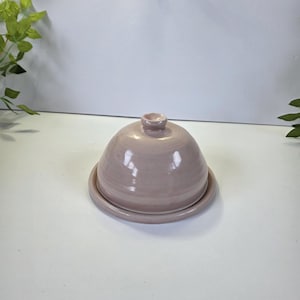 Handmade Pastel Pink Stoneware Cheese/Butter Bell Dish