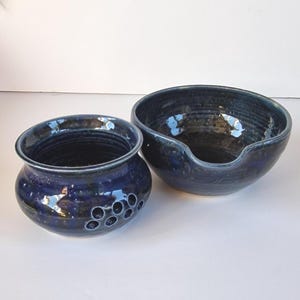 Handmade Ceramic Egg Separator: Dark Blue Yolk Remover