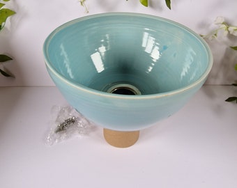 Handmade ceramic sky blue freestanding sink ,  unique bathroom sink, light blue mini sink for  campervan or boat