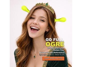 Ogre Ear Headband Fiona inspired, 3D Printed PLA, Cosplay Costume, Adult/Junior size, Hard Plastic, one pair, Black Metal Headband
