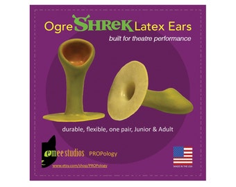 Ogre Shrek Latex Ears, durable, flexible, one pair, Junior & Adult