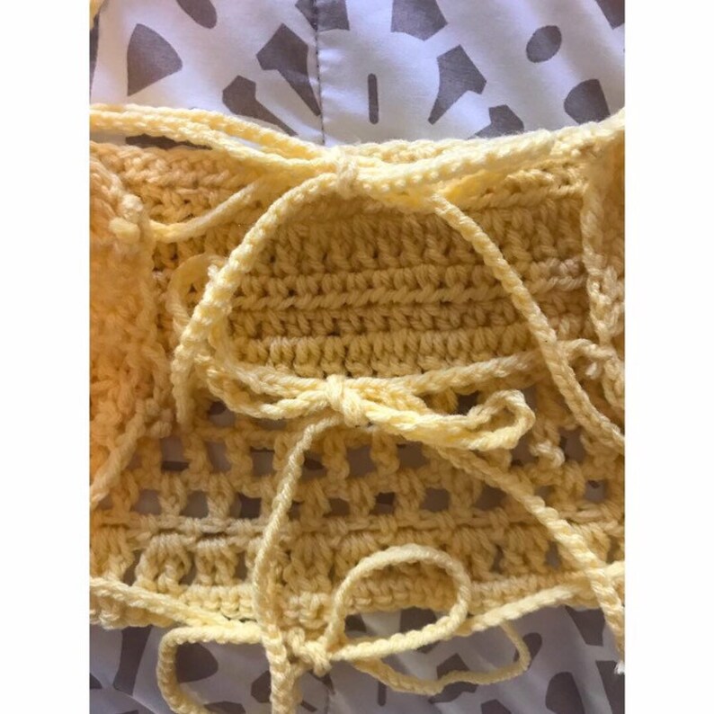 Festival style crochet yellow halter top