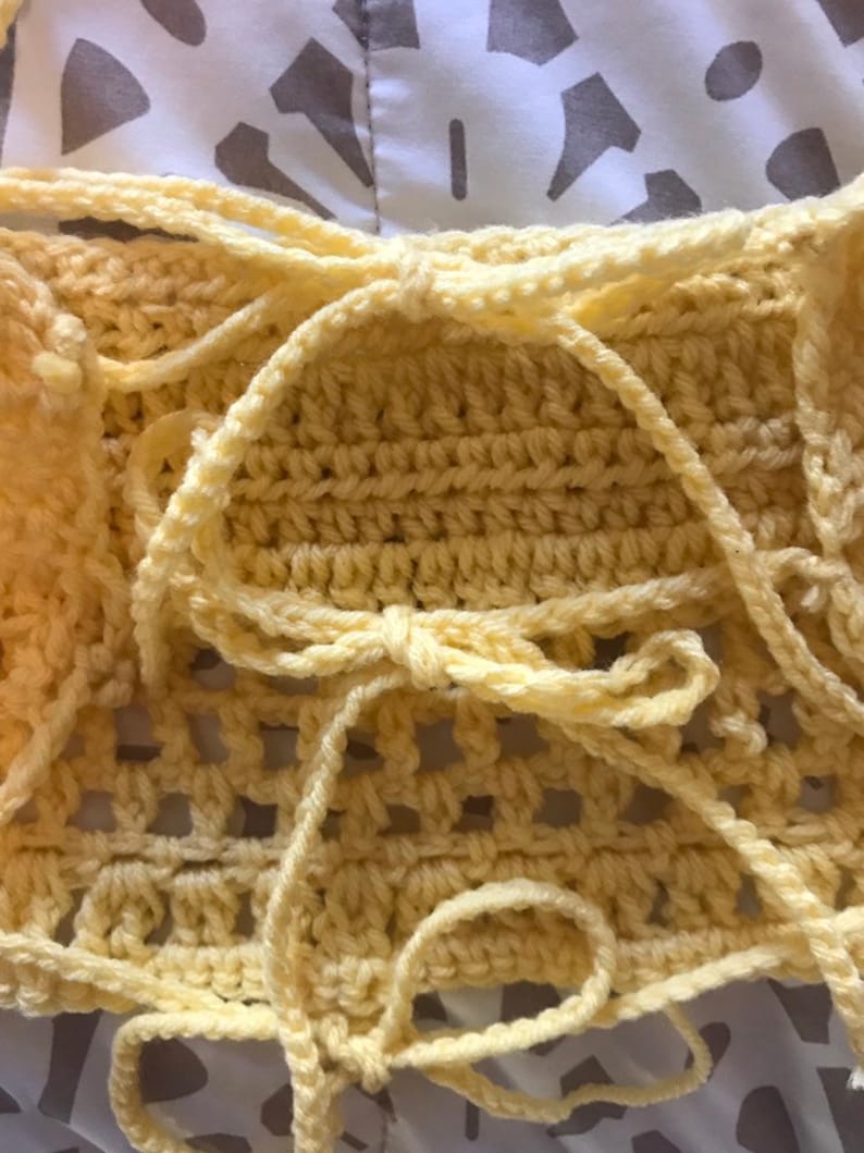 Festival style crochet yellow halter top