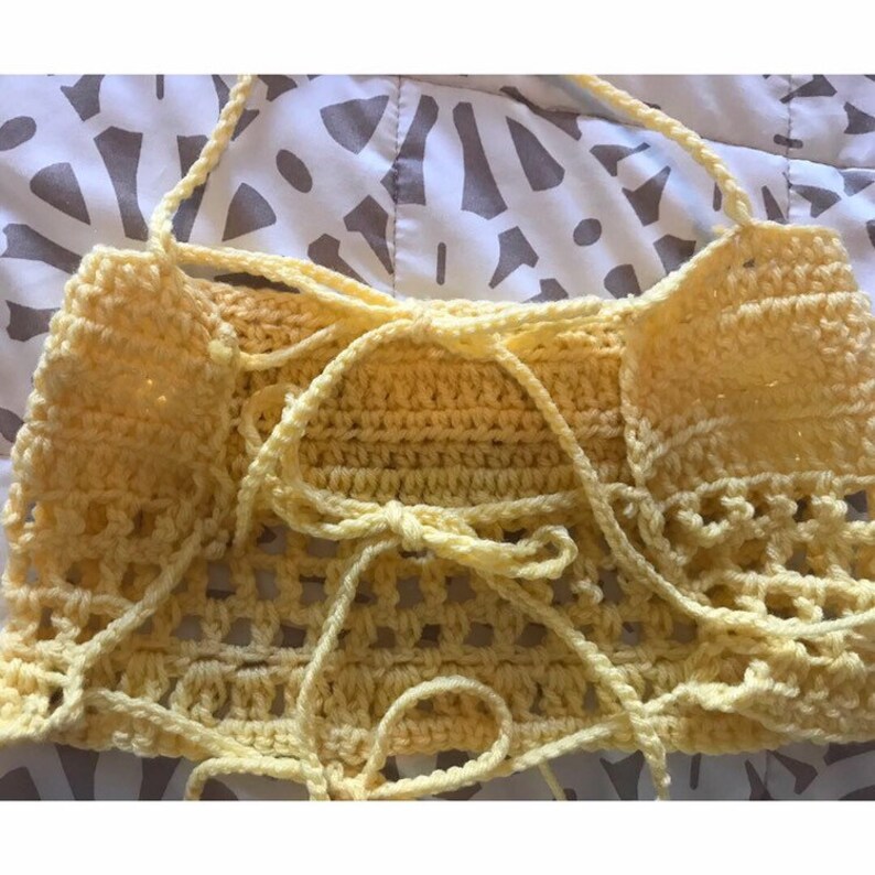 Festival style crochet yellow halter top