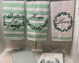 New, Pot holder towel, double-sided towel,  towel, kitchen towel, gift,hanging towel, mint green