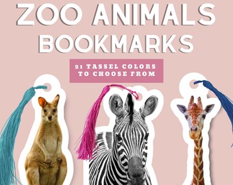 Segnalibri con animali dello zoo ritagliati - Regalo personalizzato con animali per appassionati di fauna selvatica, amanti dello zoo, ricordi di animali, elefante, giraffa, leone, tigre