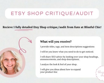 Etsy Shop Critique - Etsy Shop Audit, Etsy Store Critique, Etsy Consulting, Etsy help, Advice & Consulting, Etsy Shop Makeover, Etsy Sales