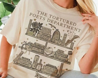 Retro Taylor The Tortured Poet Department Bookshelf Shirt, Ttpd Tracklist Swiftie New Album Sweater, Gift For Fan, TS Concert Outfit Ideas