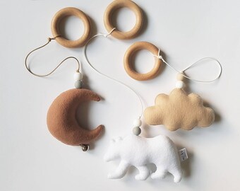 Giocattoli da palestra unisex per bambini, set di 3 o singoli giocattoli, orso, nuvola e luna, centro attività peluche