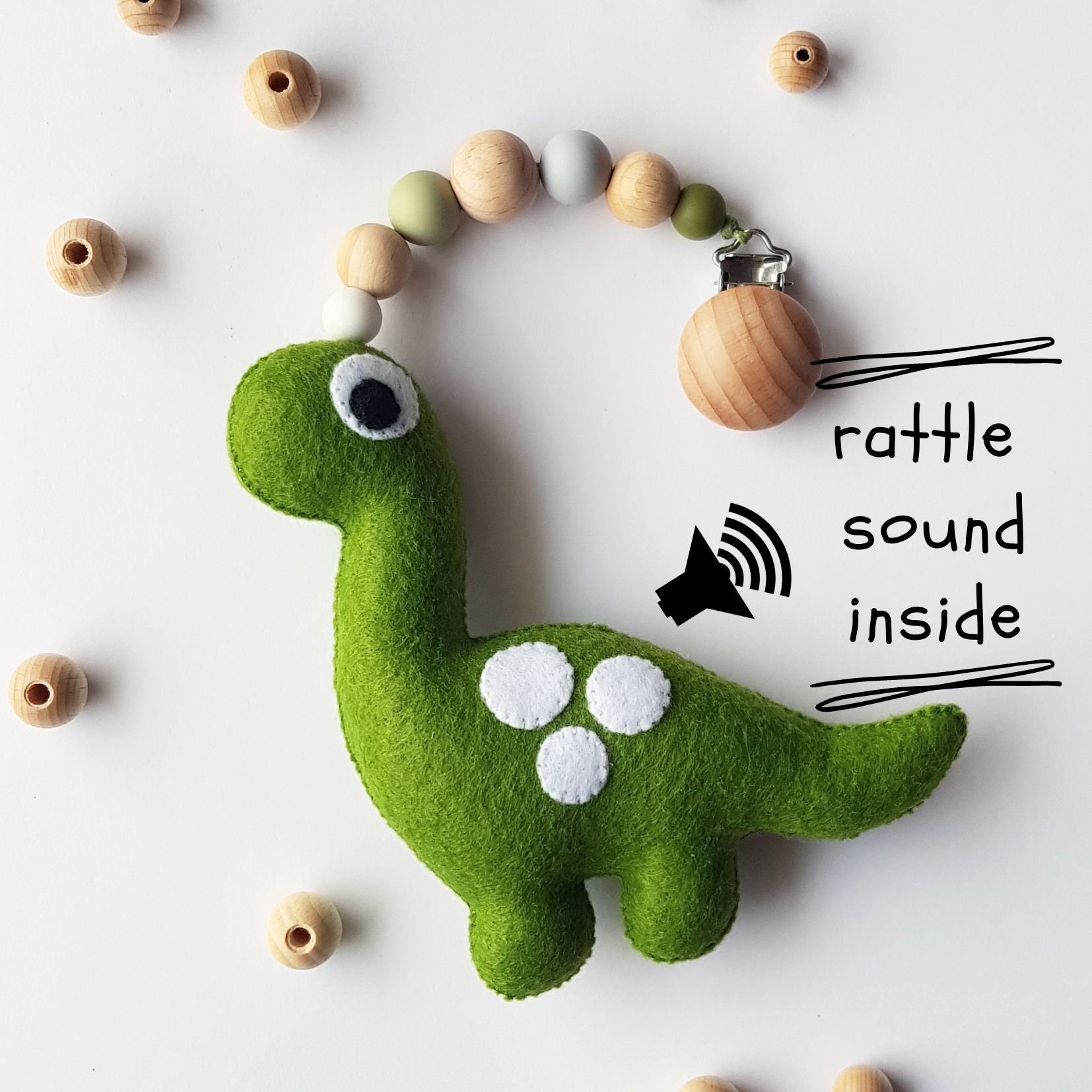 Dinosaur pram toy Two saided Felt stroller toy Green | Etsy