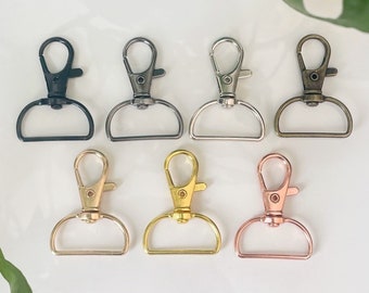 D Ring Swivel Keychain Clasps - Swivel, Lobster Claw Clip - Macrame Keyring Hooks - 7 Colour Options