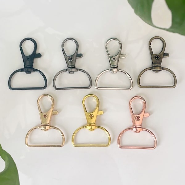 D Ring Swivel Keychain Clasps - Swivel, Lobster Claw Clip - Macrame Keyring Hooks - 7 Colour Options