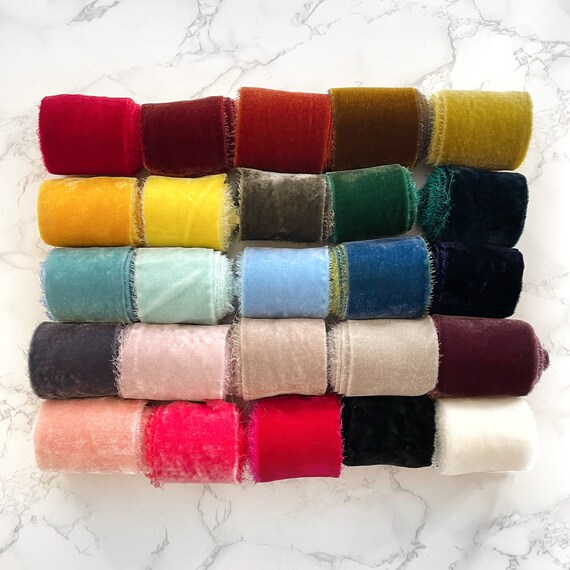 Silk Velvet Ribbon Hand torn Feathered Edges Arts Crafts