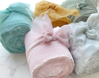 Recycled Silk Chiffon Frayed Ribbon Rolls