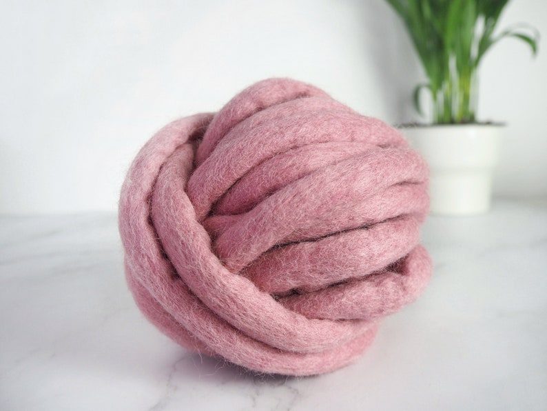 Corda di filato di lana infeltrita 100 g Grosso Tessitura Artigianato in fibra Dusty Pink