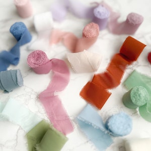 Chiffon Ribbon Frayed Edge - 27 Colours - Bouquet - Crafts - Gift Wrapping - Feathered
