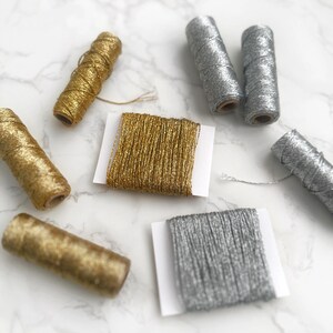 Metallic Gold or Silver Bakers Twine - 3ply 1mm Thread - Weaving Warp String - Festive Christmas Crafts image 2