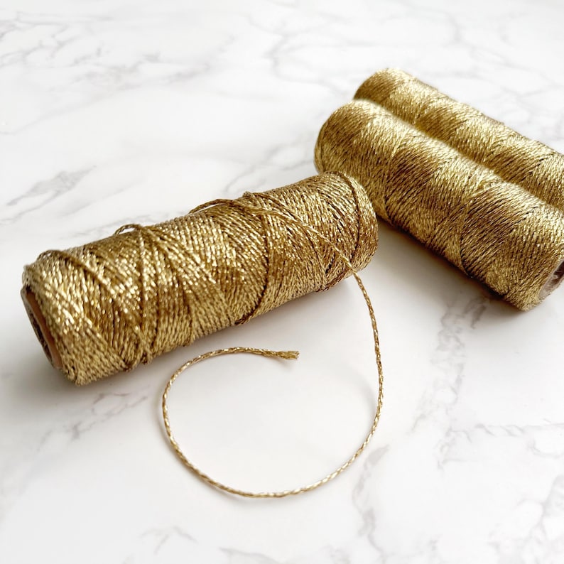 Metallic Gold or Silver Bakers Twine - 3ply 1mm Thread - Weaving Warp String - Festive Christmas Crafts Gold