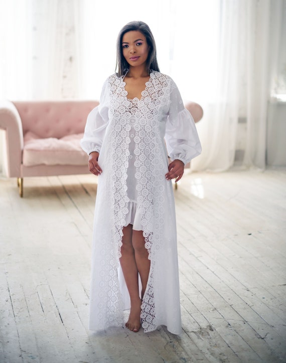 Cotton lace robe Clearance