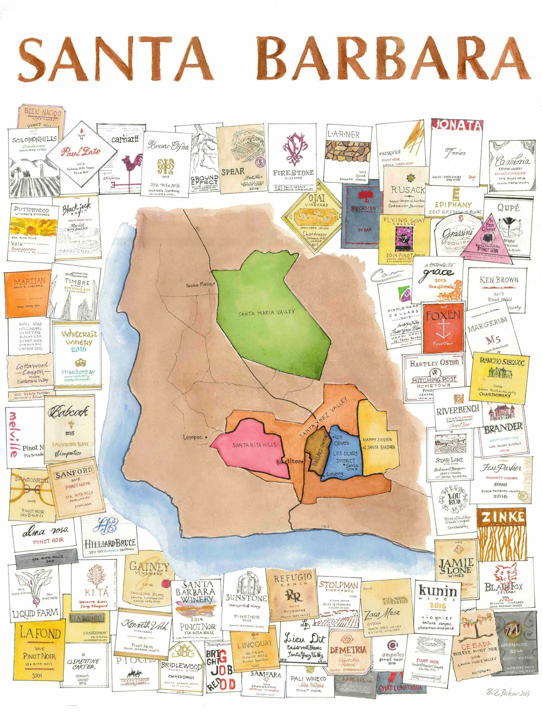 Paso Robles Wine Map Signed Print | lupon.gov.ph