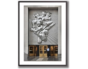 50 Rockefeller Center, fotografia originale, poster con vista di New York, New York, stampa di Manhattan, arte murale, download digitale a colori, arte stampabile