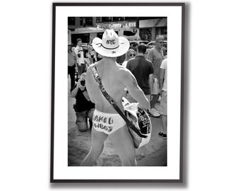 Cowboy nudo, fotografia originale, New York, poster di New York, stampa di Manhattan, arte murale in bianco e nero di Times Square, download digitale, arte stampabile,