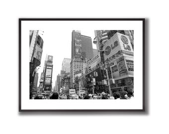 Times Square, fotografía original, póster de Nueva York, impresión de Manhattan, arte mural en blanco y negro de Times Square, descarga digital, arte imprimible