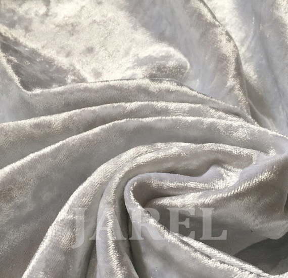 White Crushed Velvet Upholstery Fabric With Backing Curtain Etsy