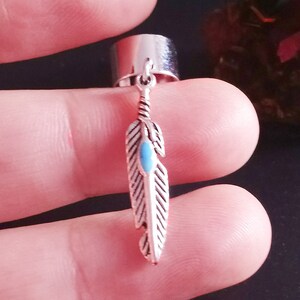 Blue enamel Silver Plated Feather  Ear cuff/Ear Wrap /Hair Bead
