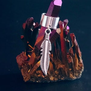 Silver Plated Feather Ear cuff/Ear Wrap /Hair Bead