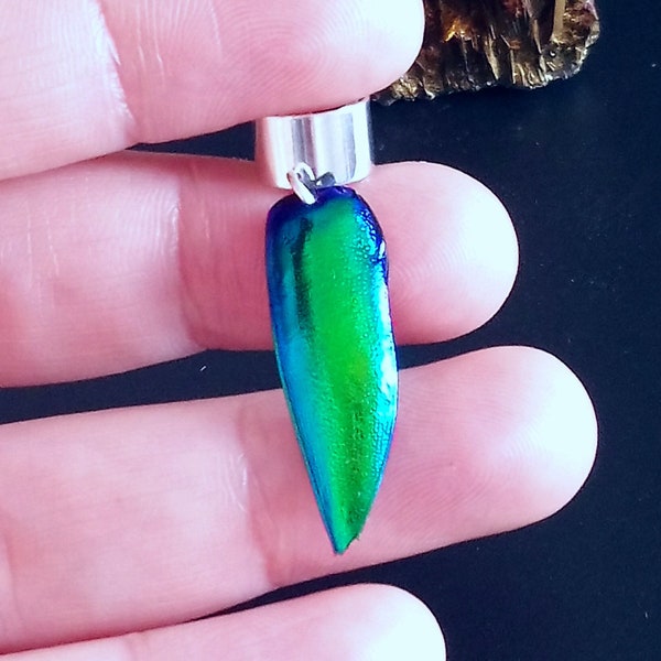 Green/Blue Elytra Beetle Wing Ear Cuff/Hair Bead