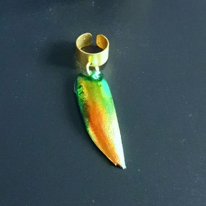 Elytra Beetle Wing Ear Cuff /Hair Bead Copper Green Tones Brass