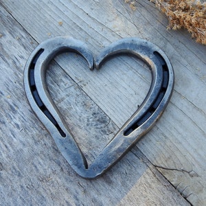 Hand Forged Large Rustic Horseshoe Heart, 4 1/2 inches by 4 1/2 inches, Valentine's Gift for Her, Gift for Wife, Rustic Wedding Gift image 2