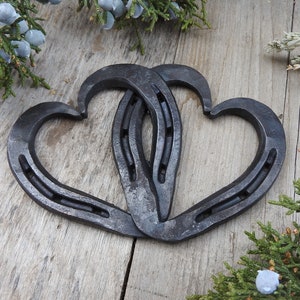 Small Linked Horseshoe Hearts, Forged Rustic Metal Heart, Gift for Horse Lover, Pony, Rustic Western Decor, Valentine&#39;s Day Gift for Her